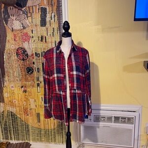 FP Movement by Free People Red and Blue Plaid Top